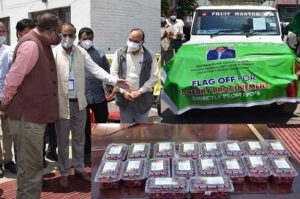 Read more about the article Navin Choudhary flags off vans carrying cherry fruit produce for airlifting