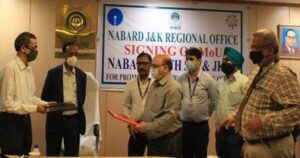 Read more about the article MoUs signed between NABARD, SBI, JKGB for financing of 1000 Joint Liability Groups