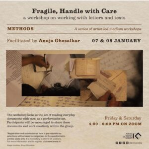 Read more about the article KNMA’s two day online artist led workshop ‘Fragile, Handle with Care’, a part of the methods series
