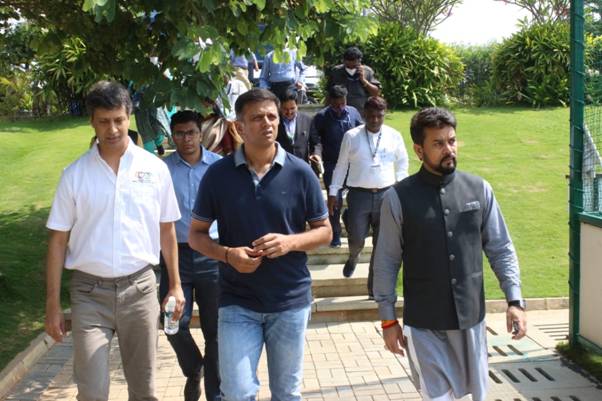 You are currently viewing Anurag Thakur calls to utilise the State-of-the-art facilities at Padukone-Dravid Centre for Sports Excellence and develop more skills to compete at the International level