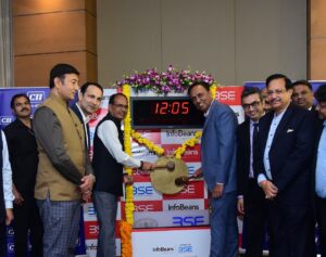 Read more about the article MP ki MNC’ InfoBeans lists on BSE: Madhya Pradesh CM Shri Shivraj Singh Chauhan strikes the gong during the Opening Bell ceremony